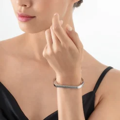 COEUR DE LION Armreifen-Armreif mit quadratischen Streifen, silber-schwarz