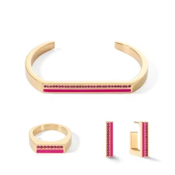 COEUR DE LION Armreifen-Armreif mit quadratischen Streifen, Gold-Rosa