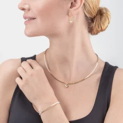 COEUR DE LION Kristallhalsketten-Brillante quadratische Halskette Gold-Kristall
