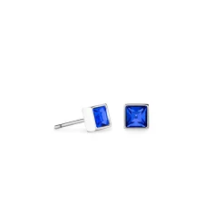 COEUR DE LION Ohrstecker-Brillante quadratische kleine Ohrringe Silberblau
