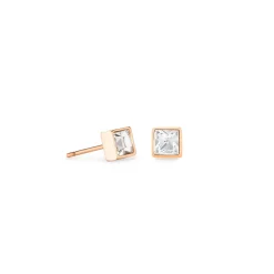 COEUR DE LION Ohrstecker-Brillante quadratische kleine Ohrringe aus Roségold mit Kristall