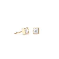 COEUR DE LION Ohrstecker-Brillante quadratische kleine Ohrringe aus Goldkristall