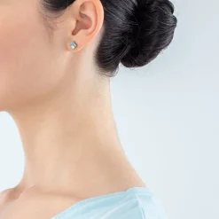 COEUR DE LION Ohrstecker-Brillante quadratische kleine Ohrringe Silber Aqua