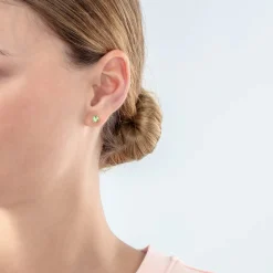 COEUR DE LION Coeur Essentials-Brillante quadratische kleine Ohrringe Goldgrün