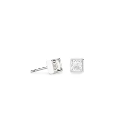 COEUR DE LION Coeur Essentials-Brillante quadratische kleine Ohrringe aus Silberkristall
