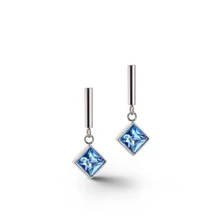 COEUR DE LION Kristallohrringe-Brillante quadratische Ohrringe Silber Hellblau