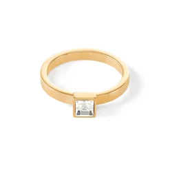 COEUR DE LION Coeur Essentials-Brillanter quadratischer kleiner Ring aus Goldkristall