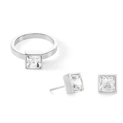 COEUR DE LION Coeur Essentials-Brillanter quadratischer großer Ring aus Silberkristall