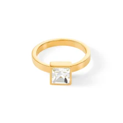 COEUR DE LION Coeur Essentials-Brillanter quadratischer großer Ring aus Goldkristall