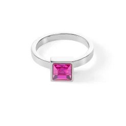 COEUR DE LION Mix&And&Match-Ringe-Brillanter quadratischer großer Ring Silber Rosa