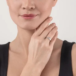 COEUR DE LION Kristallringe-Brillanter quadratischer kleiner Ring aus Silberkristall