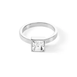 COEUR DE LION Kristallringe-Brillanter quadratischer großer Ring aus Silberkristall
