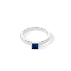 COEUR DE LION Kristallringe-Brillanter quadratischer kleiner Ring Silber Montana