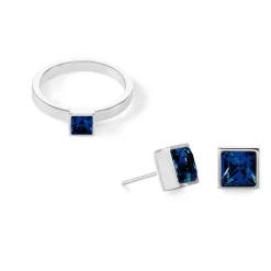 COEUR DE LION Kristallringe-Brillanter quadratischer kleiner Ring Silber Montana