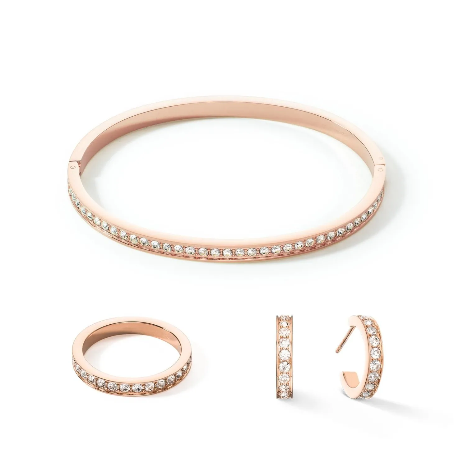 COEUR DE LION Coeur Essentials-Creolen aus 15 Edelstahl und Kristallen, Roségold-Kristall
