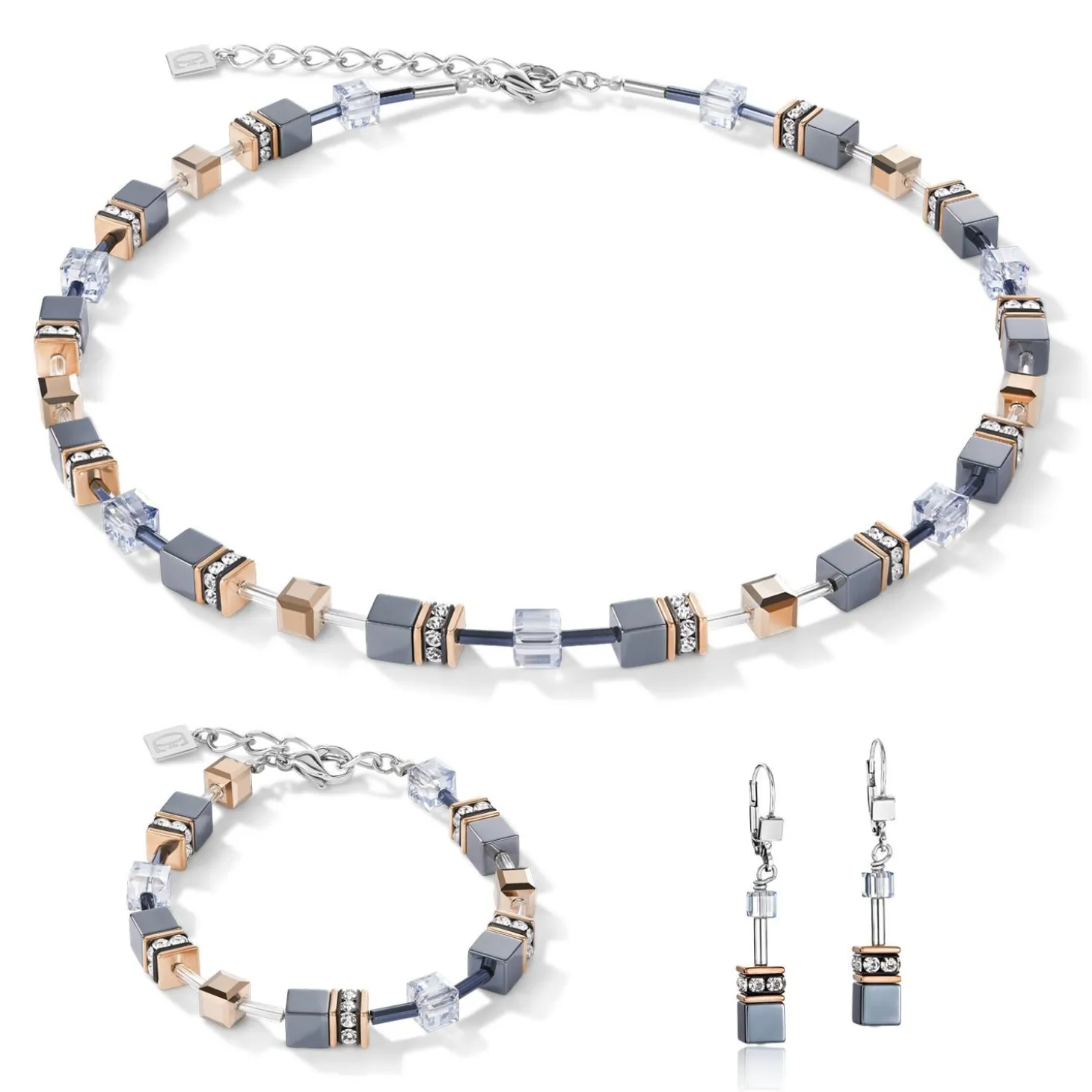 COEUR DE LION Geocube® Echtstein-Geocube® Armband Eisblau