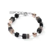COEUR DE LION Geocube® Echtstein-Geocube® Armband Onyx Schwarz-Roségold