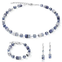 COEUR DE LION Geocube® Echtstein-Geocube® Armband Sodalith & Hämatit Blau