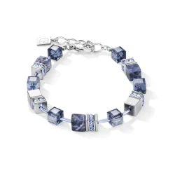 COEUR DE LION Echter Stein-Geocube® Armband Sodalith & Hämatit Blau