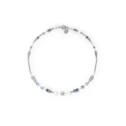 COEUR DE LION Multiwear-Halsketten-Geocube® Fusion Chain Halskette Silber Blau