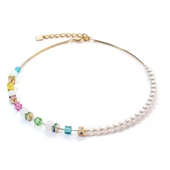 COEUR DE LION Perlenketten-Geocube® Fusion Festliche Halskette Mehrfarbig