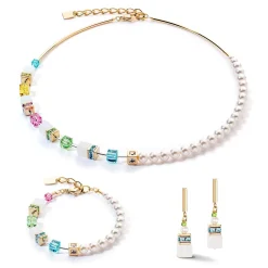 COEUR DE LION Perlenketten-Geocube® Fusion Festliche Halskette Mehrfarbig