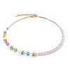 COEUR DE LION Echter Stein-Geocube® Fusion Festliche Halskette Mehrfarbig