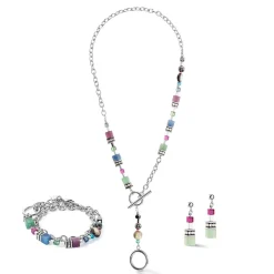 COEUR DE LION Multiwear-Halsketten-Geocube® Fusion Halskette Mehrfarbiger Edelstein