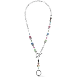 COEUR DE LION Geocube® Echtstein-Geocube® Fusion Halskette Mehrfarbiger Edelstein