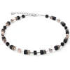 COEUR DE LION Geocube® Echtstein-Geocube® Halskette Onyx Schwarz-Roségold