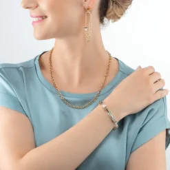 COEUR DE LION Echter Stein-Geocube® Iconic Boho Armband Gold-Mehrfarbig
