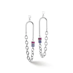 COEUR DE LION Wasserfall-Ohrringe-Geocube® Iconic Boho Ohrringe Silber-Mehrfarbig