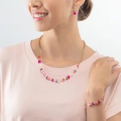 COEUR DE LION Geocube® Halsketten-Geocube® Iconic Chain Halskette Gold-Magenta