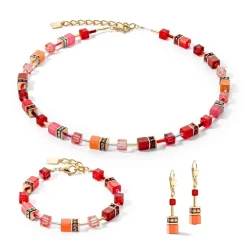 COEUR DE LION Festliche Kollektion-Geocube® Iconic Halskette Gold Rot
