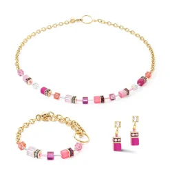 COEUR DE LION Geocube® Ohrringe-Geocube® Iconic Kettenohrringe Gold-Magenta