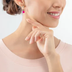 COEUR DE LION Ohrstecker-Geocube® Iconic Kettenohrringe Gold-Magenta