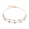 COEUR DE LION Geocube® Halsketten-Geocube® Iconic Layer Halskette Gold-Weiß