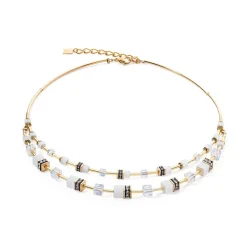 COEUR DE LION Geocube® Halsketten-Geocube® Iconic Layer Halskette Gold-Weiß