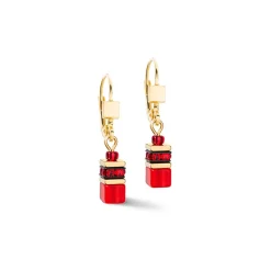 COEUR DE LION Ohrhänger-Geocube® Iconic Lite Ohrringe Rot