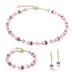 COEUR DE LION Ohrhänger-Geocube® Iconic Mono Gold Ohrringe Rosa
