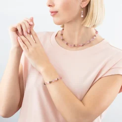 COEUR DE LION Ohrhänger-Geocube® Iconic Mono Gold Ohrringe Rosa