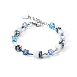COEUR DE LION Echter Stein-Geocube® Iconic Nature Armband Blau Weiß