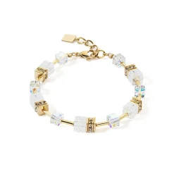 COEUR DE LION Echter Stein-Geocube® Iconic Nature Armband Gold Weiß