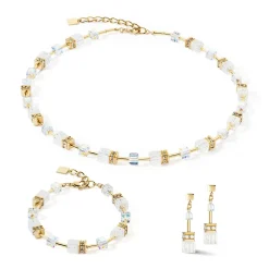 COEUR DE LION Echter Stein-Geocube® Iconic Nature Armband Gold Weiß
