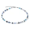 COEUR DE LION Geocube® Echtstein-Geocube® Iconic Nature Halskette Blau Weiß