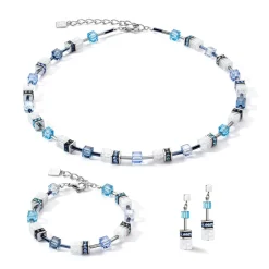 COEUR DE LION Geocube® Echtstein-Geocube® Iconic Nature Halskette Blau Weiß