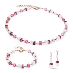 COEUR DE LION Edelsteinketten-Geocube® Iconic Nature Halskette Rosa Weiß