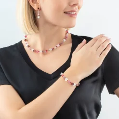 COEUR DE LION Edelsteinketten-Geocube® Iconic Nature Halskette Rosa Weiß
