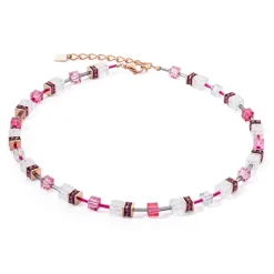 COEUR DE LION Geocube® Halsketten-Geocube® Iconic Nature Halskette Rosa Weiß