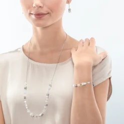 COEUR DE LION Hochzeit-Geocube® Iconic Nature Kettenarmband Weiß